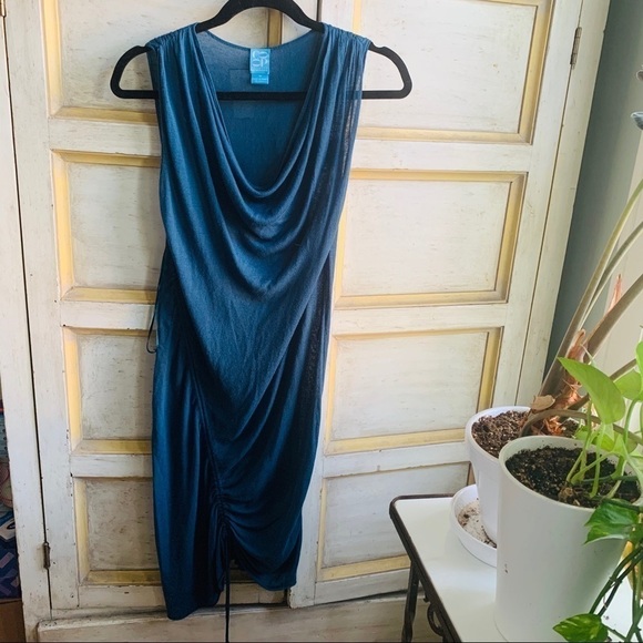 Barney’s Co-op Blue Knit Dress with Side Tie Detail - Picture 1 of 10